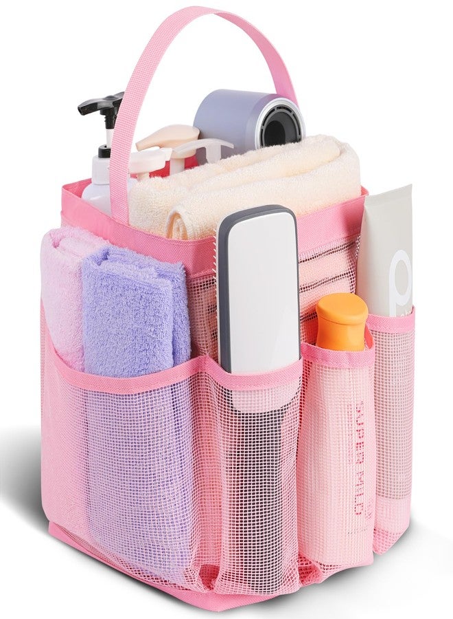 عدل حقيبة استحمام شبكية محمولة من إيوديل، مثالية لغرف سكن الطلاب، مزودة بـ 8 جيوب وسعة كبيرة، حقيبة استحمام للشاطئ والسباحة والنادي الرياضي - لون وردي - Image 1